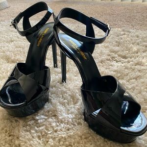 YSL black patent leather stilettos